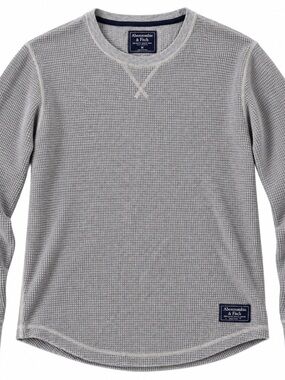 Abercrombie & Fitch Waffle Thermal Shirt Mens S Gray
